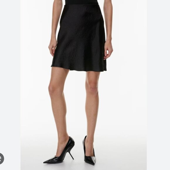 Aritzia Babaton Slip Satin Mini Skirt Black Size 6 - Picture 3 of 8